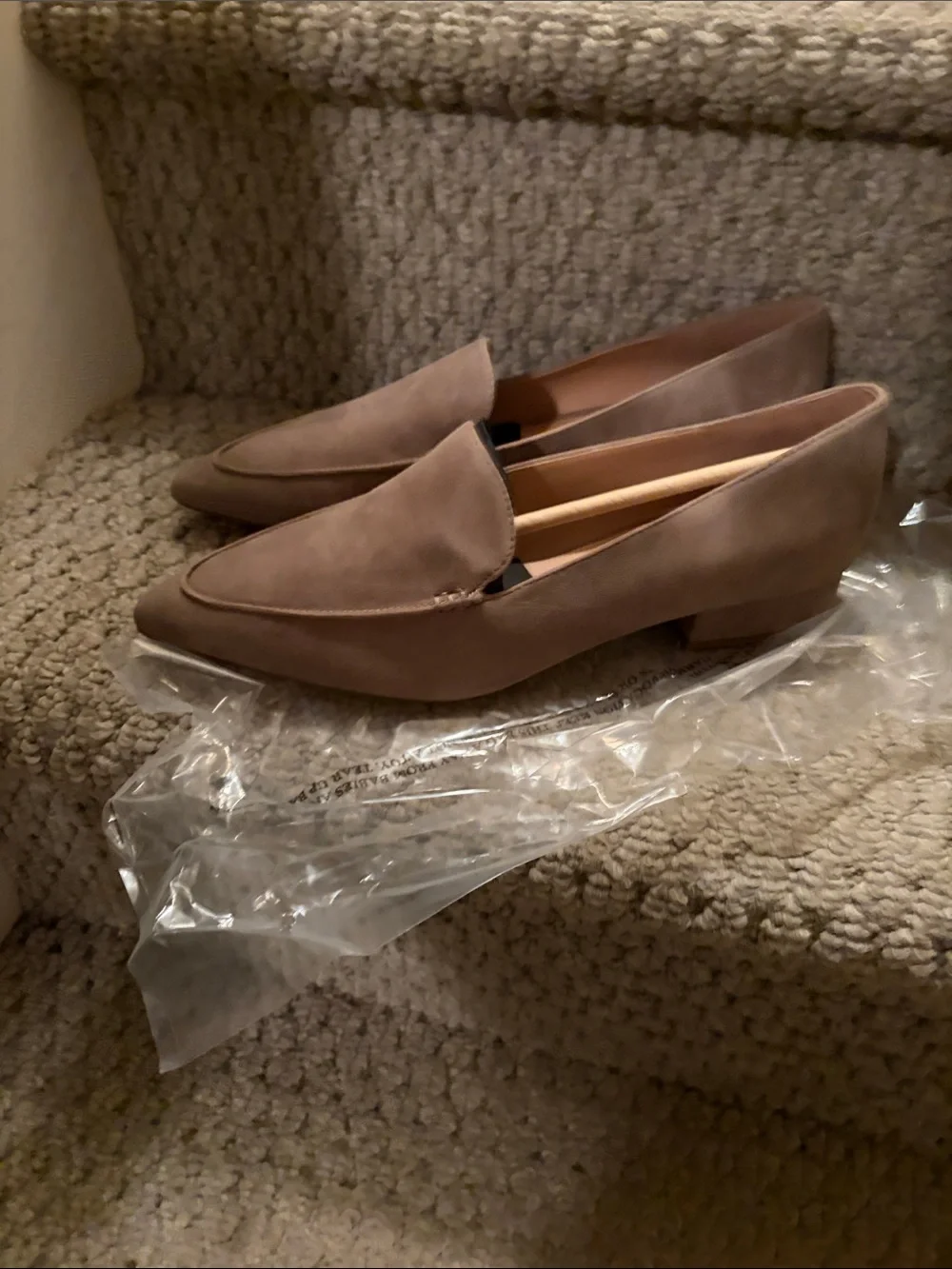 Cole Haan Taupe Suede Pointed-Toe Slip-On Loafers